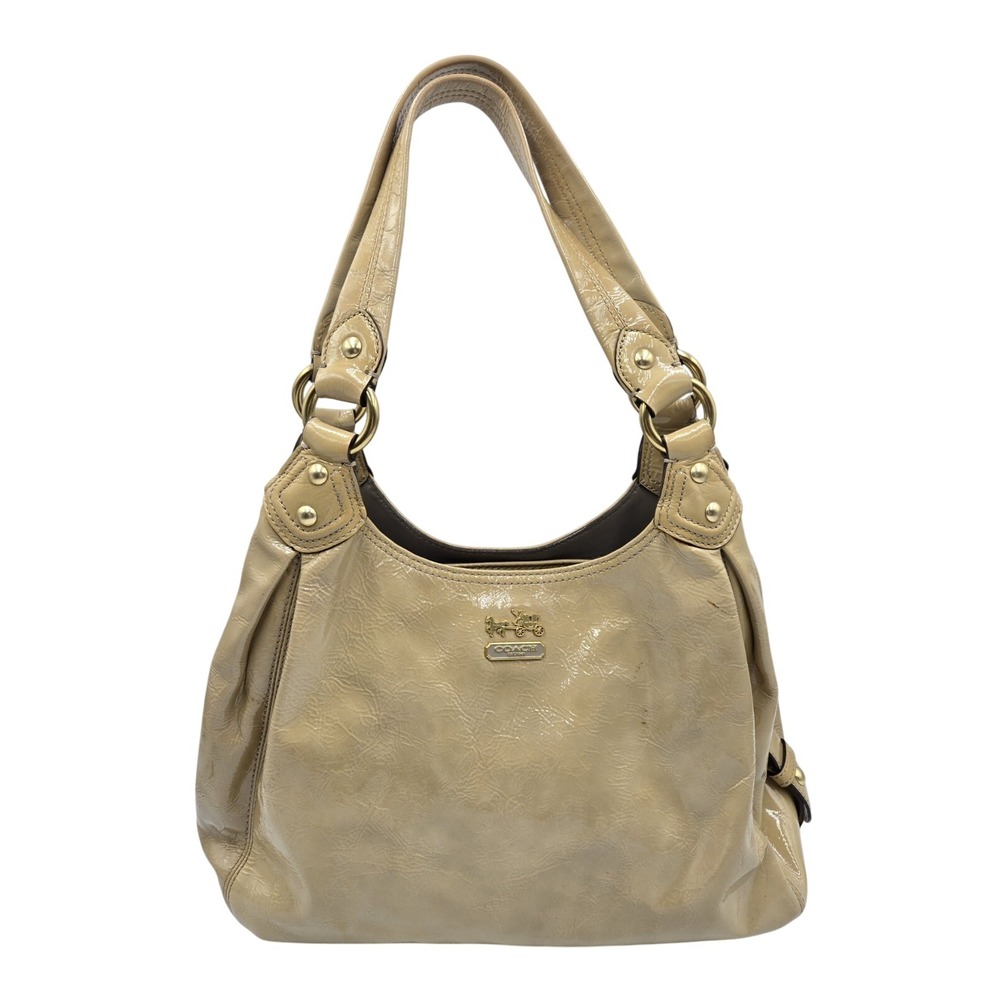 COACH MADISON ANTIQUE GOLD‎ PATENT LEATHER MAGGIE SATCHEL BAG HANDBAG